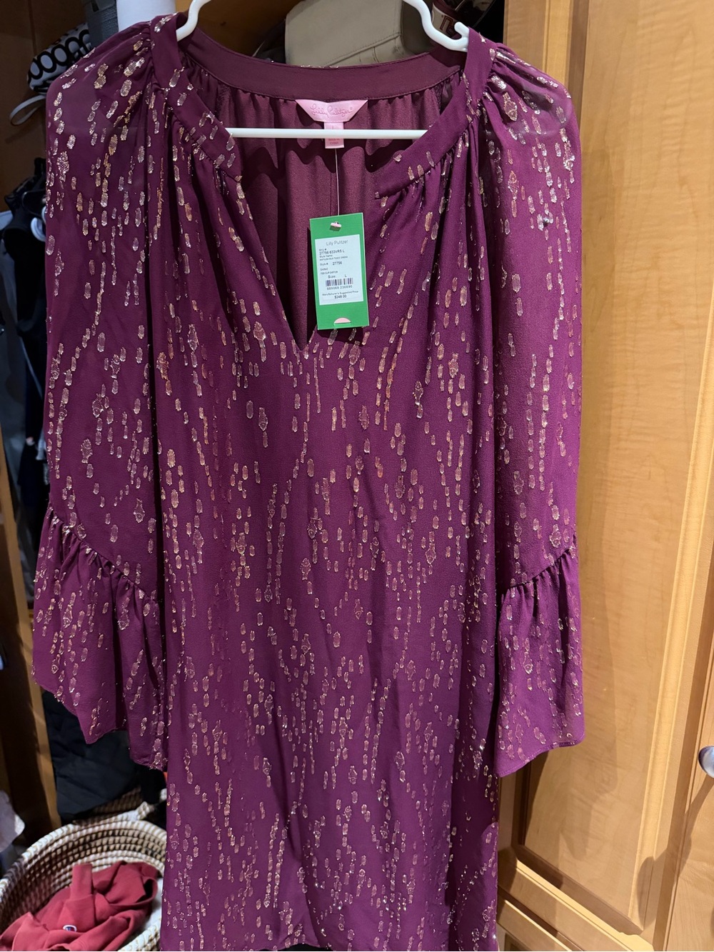 Lilly Pulitzer Plum Tunic with Metallic Gold Print